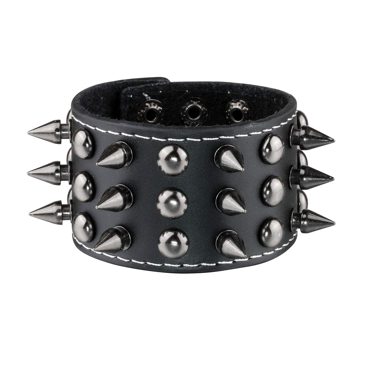 Manfnee Spike Rivet Studded Wristband Leather Punk Gothic Biker Wide Cuff Belt Bracelet Bangle