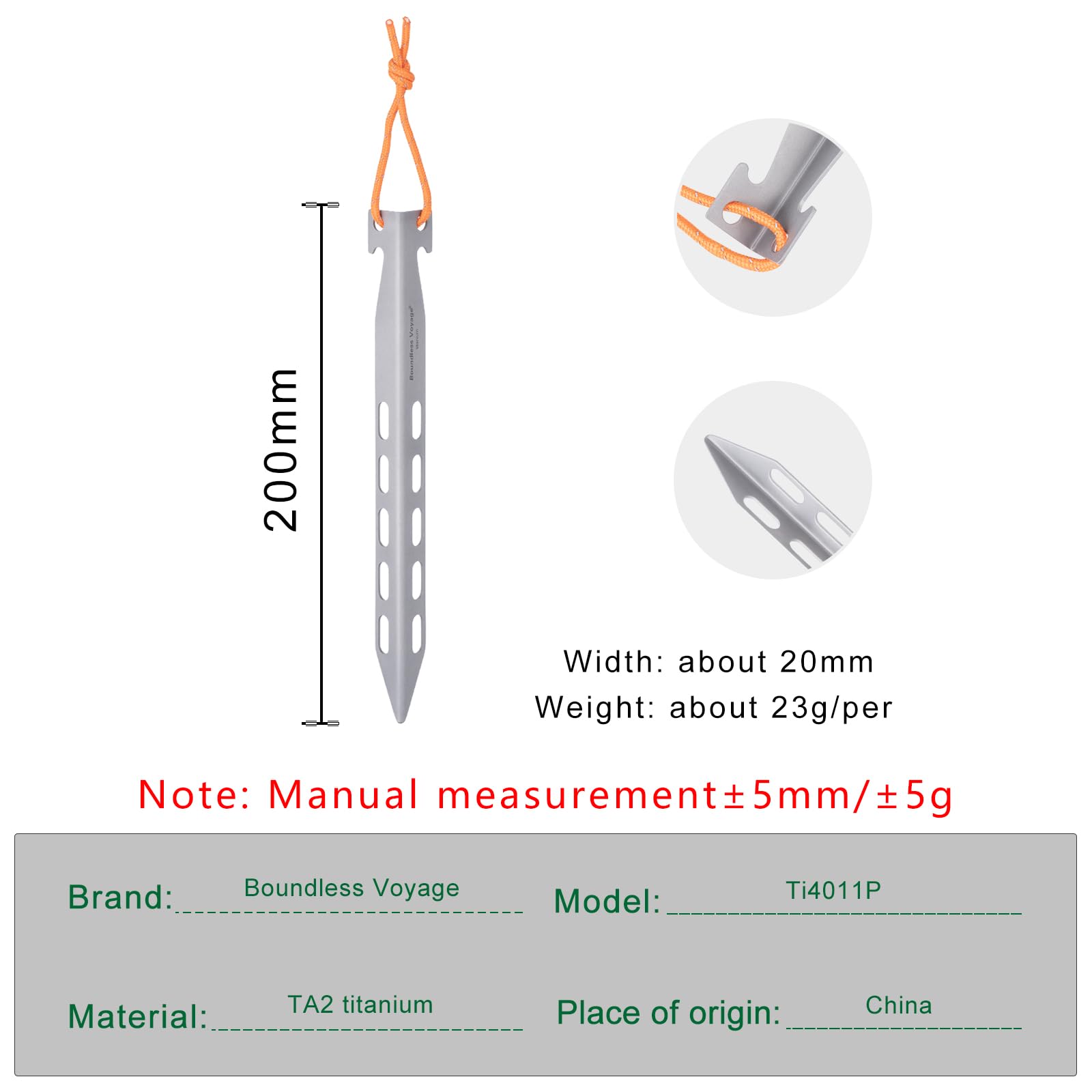 Boundless Voyage 8pcs/lot Titanium Tent Pegs 20CM Ultralight Camping V-Shaped Tent Stakes Outdoor Canopy Nails Pegs Hardware Ti4011P