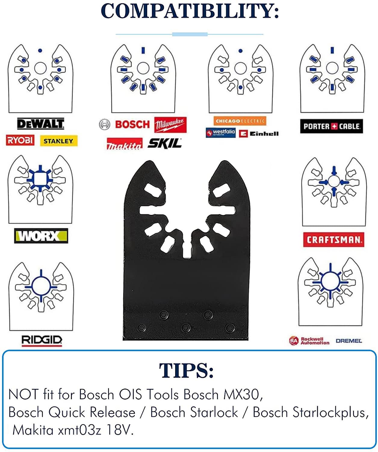 Nuovoware Universal [20PCS] Wood Oscillating Saw Blades, 1-3/8” Metal Quick Release Multitool Kit Compatible with Fein Multimaster Craftsman Rockwell Bosch Ryobi Worksite