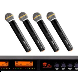 Nady DW-44 Quad Digital Wireless Handheld Microphone System Ultra-Low Latency with QPSK Modulation - Four XLR and Mixed 1/4" outputs - Fixed Frequency