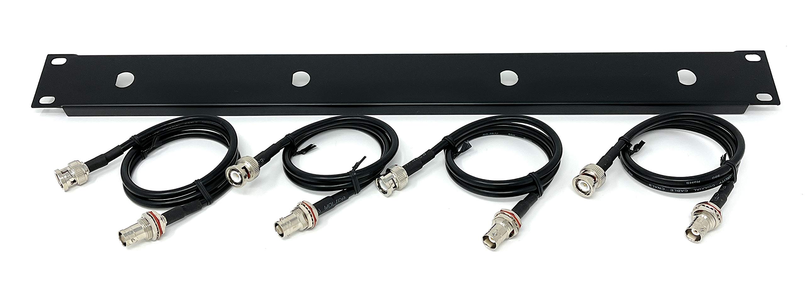 Generic 19inch Antenna Re-location Rack Mount Kit 1U Front Panel 4 Hole Ports w/ 4 Cables