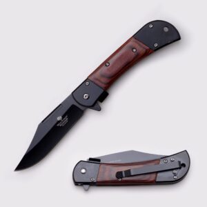 wild turkey handmade smooth handle folding pocket knife hiking camping fishing - razor sharp blade (black w)