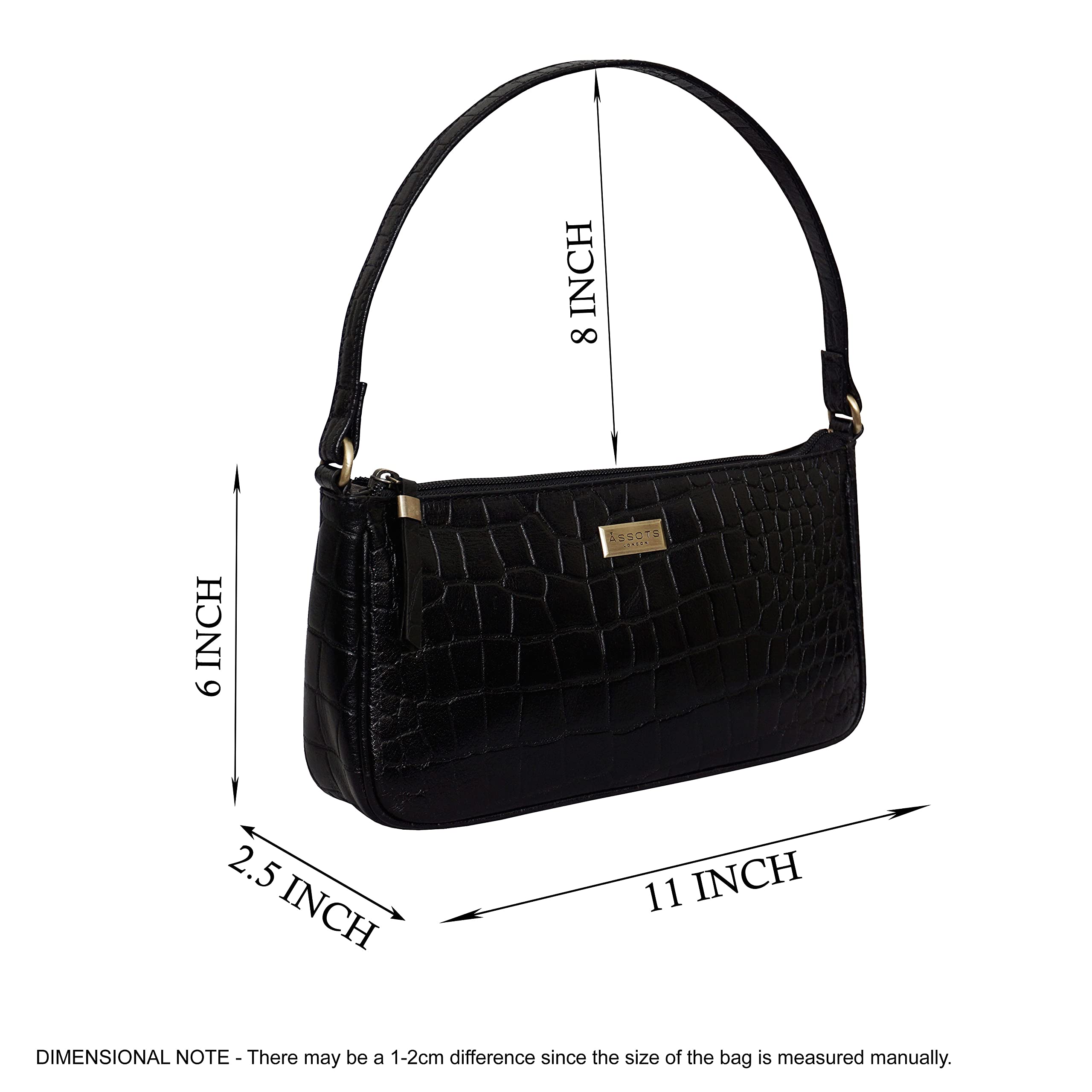 Leather Shoulder Bag for Women - Retro Classic Clutch Real Leather Croc Print Tote Small Purse Handbag with Zipper Closure