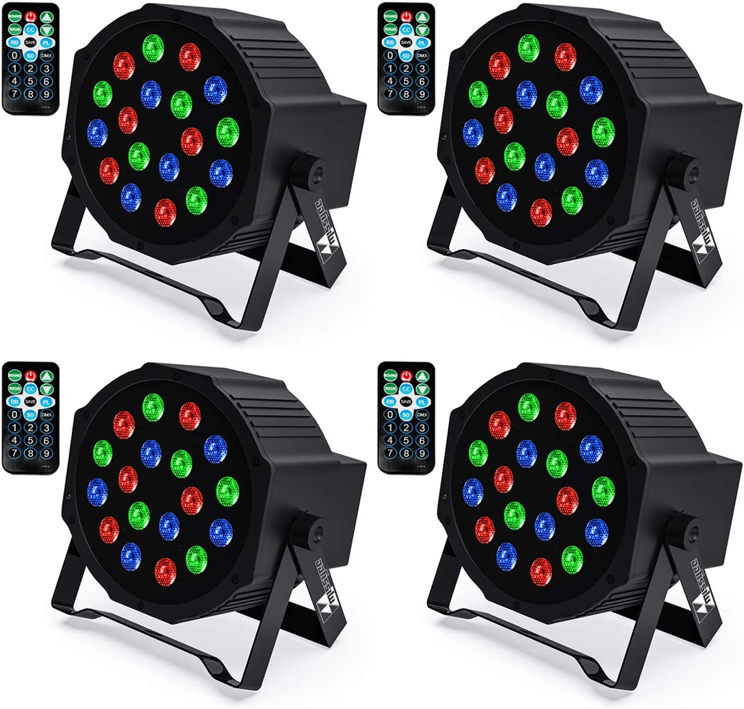 Uplights 18 RGB Led UpLights, Missyee Sound Activated DMX Uplighting, LED Par Can Lights with Remote Control, DJ Uplighting Package for Wedding Birthday Home Party (4 pcs)