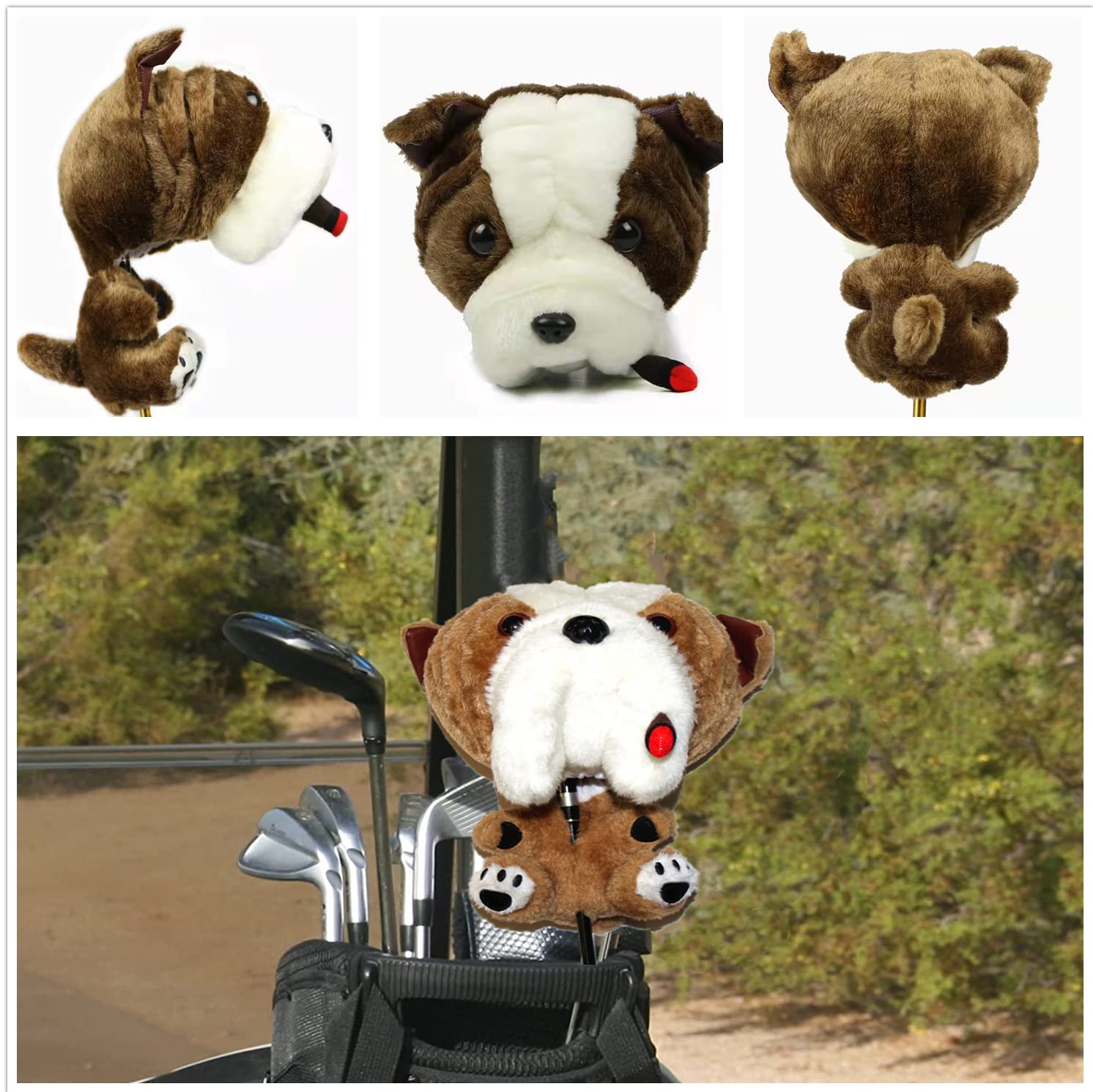 Golf Club Head Cover Funny Cartoon Golf Animal Wood Pole Set Suitable for 460 cc (brown)