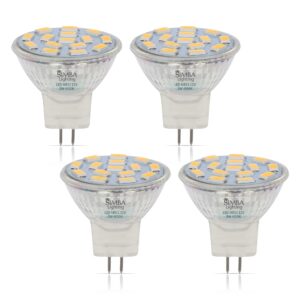 Simba Lighting LED MR11 Flood Light Bulbs (4 Pack) 12V 3W 20W Halogen Replacement 2-Pin 240lm for Landscape, Accent, Track Lights, and Christmas Tree Fiber Optics, GU4 Bi-Pin Base, 4000K Natural White