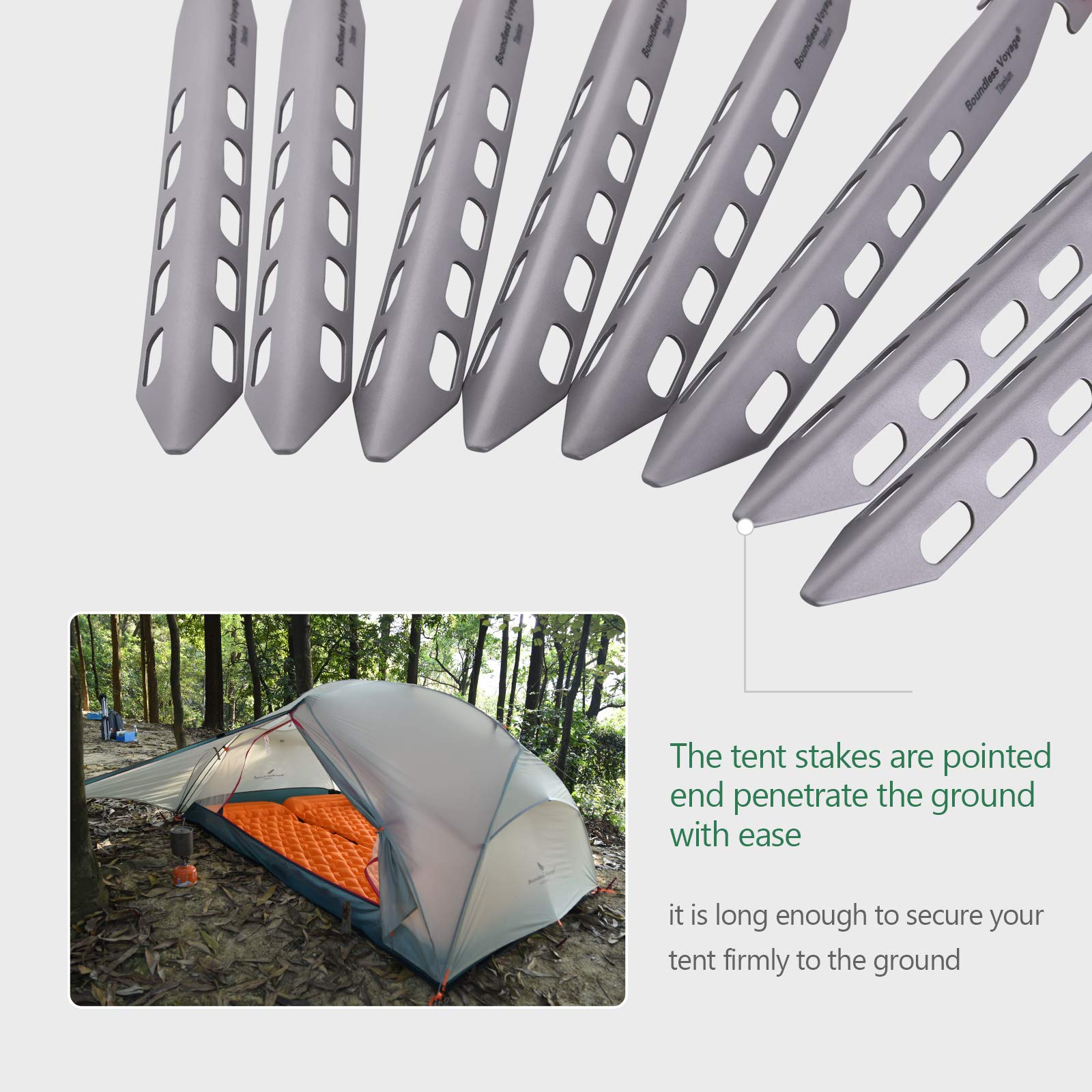 Boundless Voyage 8pcs/lot Titanium Tent Pegs 20CM Ultralight Camping V-Shaped Tent Stakes Outdoor Canopy Nails Pegs Hardware Ti4011P