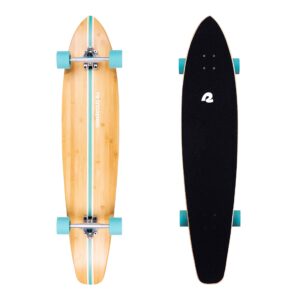 retrospec zed longboard skateboard complete cruiser | bamboo & canadian maple wood cruiser w/reverse kingpin trucks for commuting, cruising, carving & downhill riding