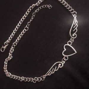 Angel Heart Wing Choker Gothic Indie Stuff Y2k Hollow Out Pendant Chain Necklace for Women Men