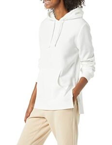 amazon essentials women's french terry hooded tunic sweatshirt, white, x-large