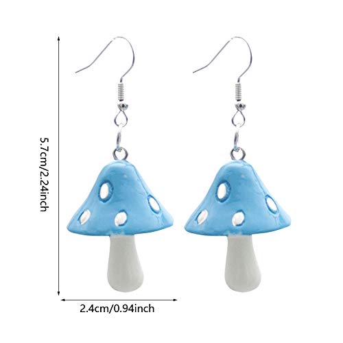 Just Follow Mushroom Shape Dangle Earrings Sweet Fresh Chic Charm Mushroom Drop Earrings for Women 3D Cute Funny Simulation Mushroom Food Earrings (Mushroom Shape Dangle Earrings 8 pairs)