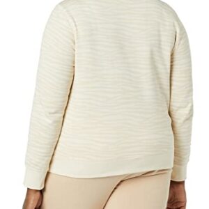 Amazon Essentials Women's French Terry Fleece Crewneck Sweatshirt (Available in Plus Size), Beige Zebra Stripe Print, Medium