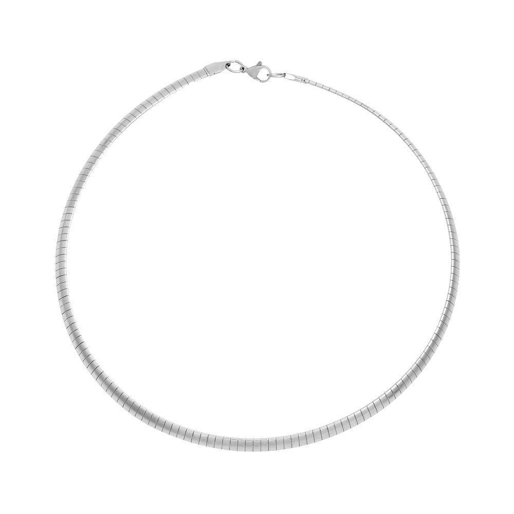 Edforce Stainless Steel Italian Omega Chain Necklace (Silver, 6mm)