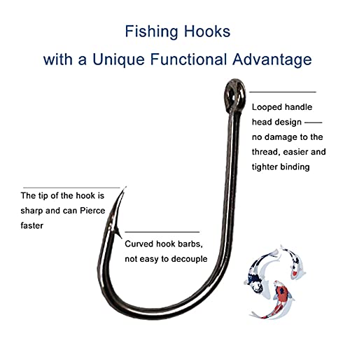 300PCS Small High-Carbon Steel Barbed Fishing Hooks with Holes, 10 Specifications of Fishing Hooks, Portable Boxed Hooks, Powerful Hooks That Can Adapt to Various Fishing Environments