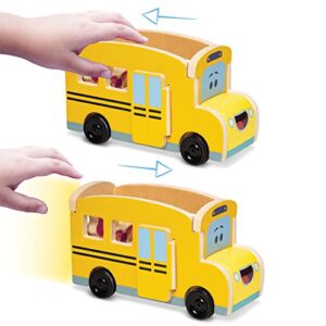 Melissa & Doug Blue's Clues & You! Wooden Pull-Back School Bus (9 Pieces)