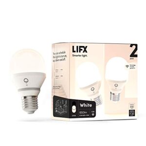 lifx l3a19lw06e26ca white, a19 wi-fi smart led light bulb, warm, dimmable, no bridge required, compatible with alexa, hey google, apple homekit (2 pack)