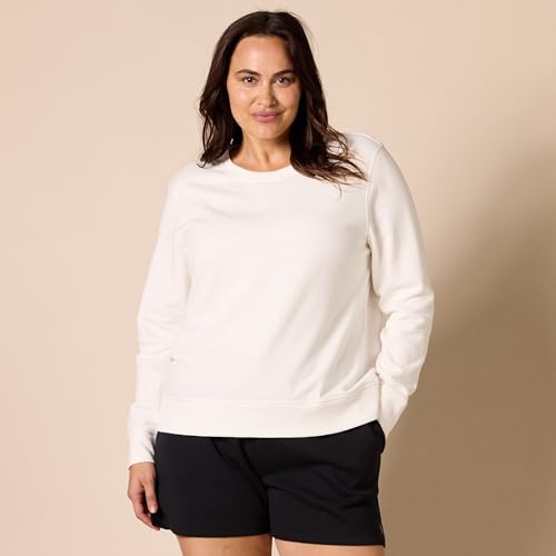 Amazon Essentials Women's French Terry Fleece Crewneck Sweatshirt (Available in Plus Size), White, Medium