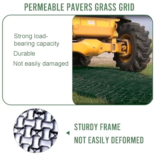 Permeable Pavers Grass Grid for Driveway, Patio RV Pad, Stables, Gravel, Fire Lanes, Outdoors Road DIY, 4-Pack and Load is up to up to 44t vehicles (1.8" Depth)