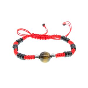 Tiger Eye Tiger Eye Protection Good Luck and Prosperity Red/Black Bracelet Pulsera Color Roja Y Negro De Ojo De Tigre Prosperidad Proteccion Buena Suerte