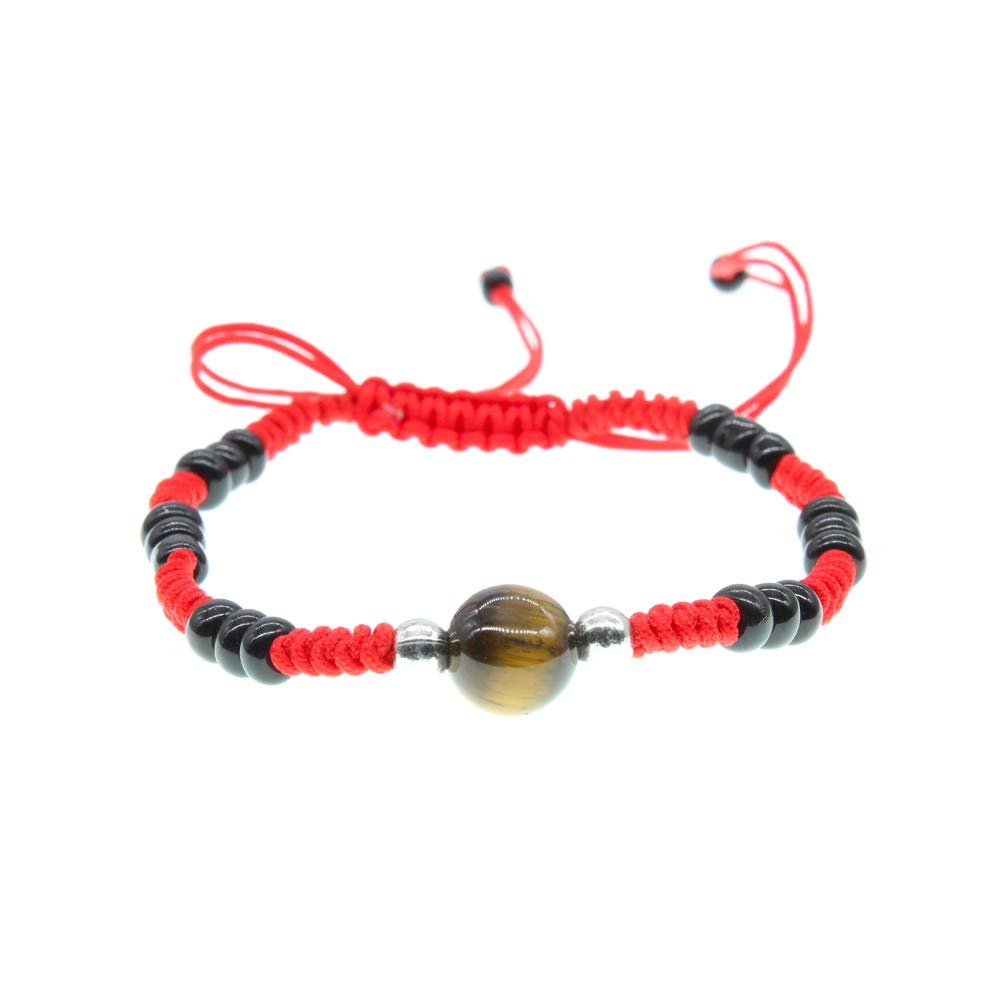 Tiger Eye Tiger Eye Protection Good Luck and Prosperity Red/Black Bracelet Pulsera Color Roja Y Negro De Ojo De Tigre Prosperidad Proteccion Buena Suerte