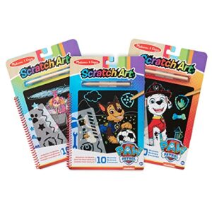 melissa & doug paw patrol scratch art 3-pack – chase, skye, marshall color reveal travel activity pads - reverse