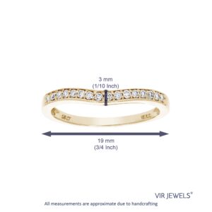 VIR JEWELS 0.16 cttw Diamond wedding Band for Women, Contour Milgrain Round Diamond Wedding Band in 14K Yellow Gold, Size 7.5