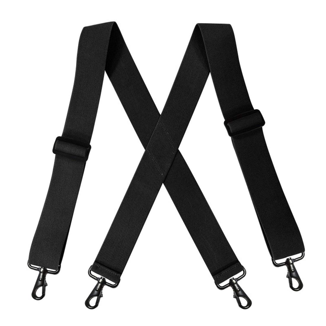 JIERKU Mens Suspenders with 4 Snap Hooks Heavy Duty X-Back 2 Inch Adjustable Elastic Braces (Black)