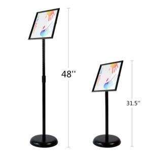 Adjustable Heavy Duty Pedestal Sign Holder Floor Stand, Sign Stand Poster Stand, Standing Floor, 8.5 x 11 inch, Vertical & Horizontal View, Outdoor Indoor Standing Display Sign Holders Aluminum Black