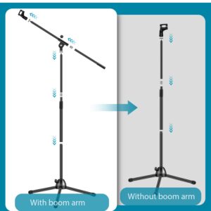 InnoGear Microphone Stand, Boom Arm Mic Stand Floor Detachable Height Adjustable Heavy Duty with Mic Clip Holder Metal Base for Blue Yeti HyperX QuadCast Shure SM58 Samson Q2U Fifine K669B