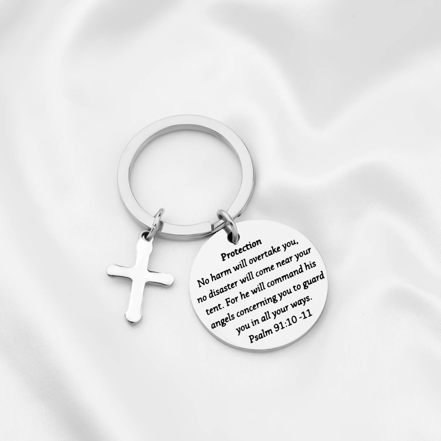 bobauna Bible Verse Keychain Psalm 91 (protection Psalm 91:10-11 keychain)