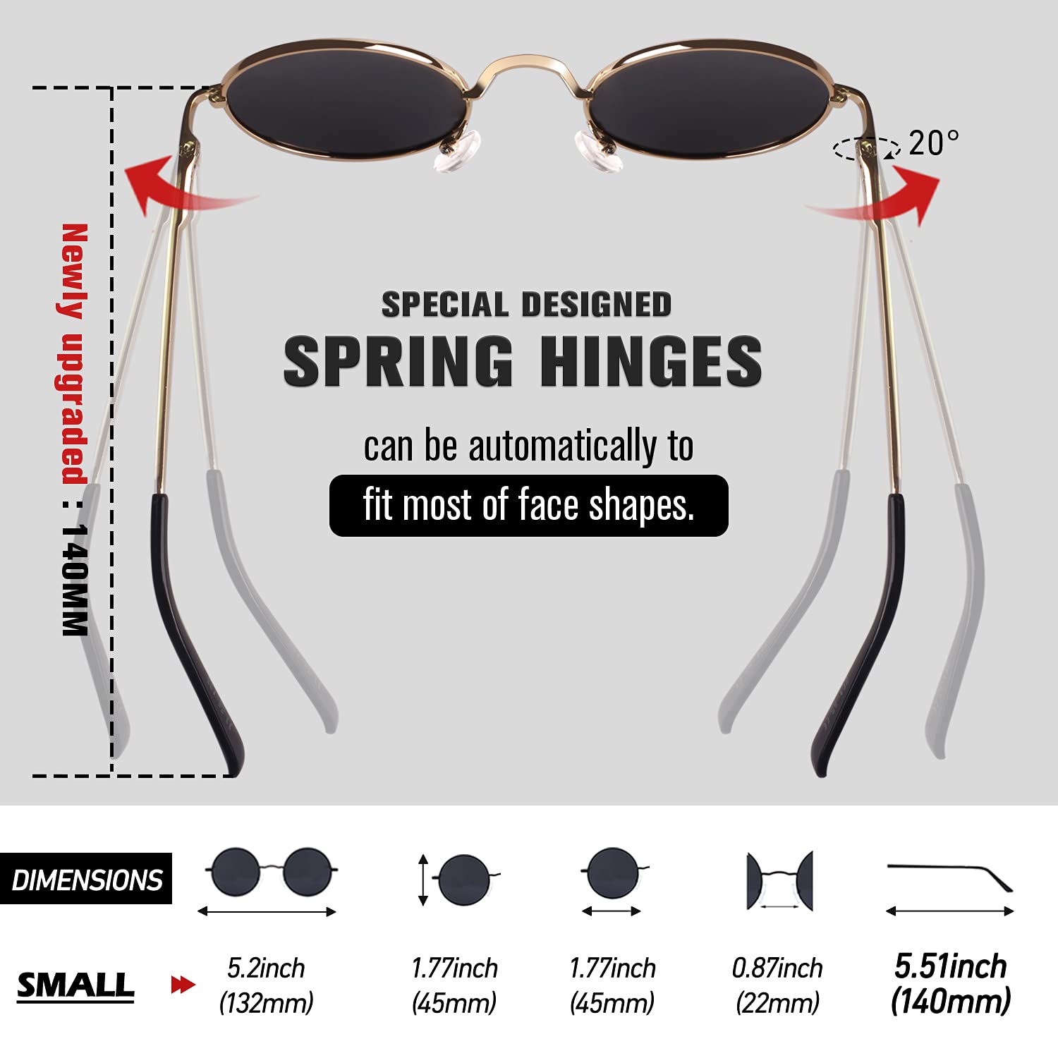 Sunier Round Sunglasses Men Women Shades Polarized Hippie Lennon Retro Circle UV400 Sun Glasses