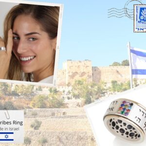 9k Gold 925 Sterling Silver Spinning Ring Hoshen 12 Tribes "Ani Ledodi Vedodi Li Shema Israel 0.43" Bible Blessings Israel Gifts Rare Jewish Unique Hebrew Kabbalah Holyland Jewelry