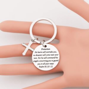 bobauna Bible Verse Keychain Psalm 91 (protection Psalm 91:10-11 keychain)