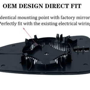 Passenger Right Side Mirror Replacement for 2013 2014 2015 2016 2017 2018 2019 2020 Ford Fusion Side Mirror Glass - Side View Heated Convex Mirror with Blind Spot Rear Holder