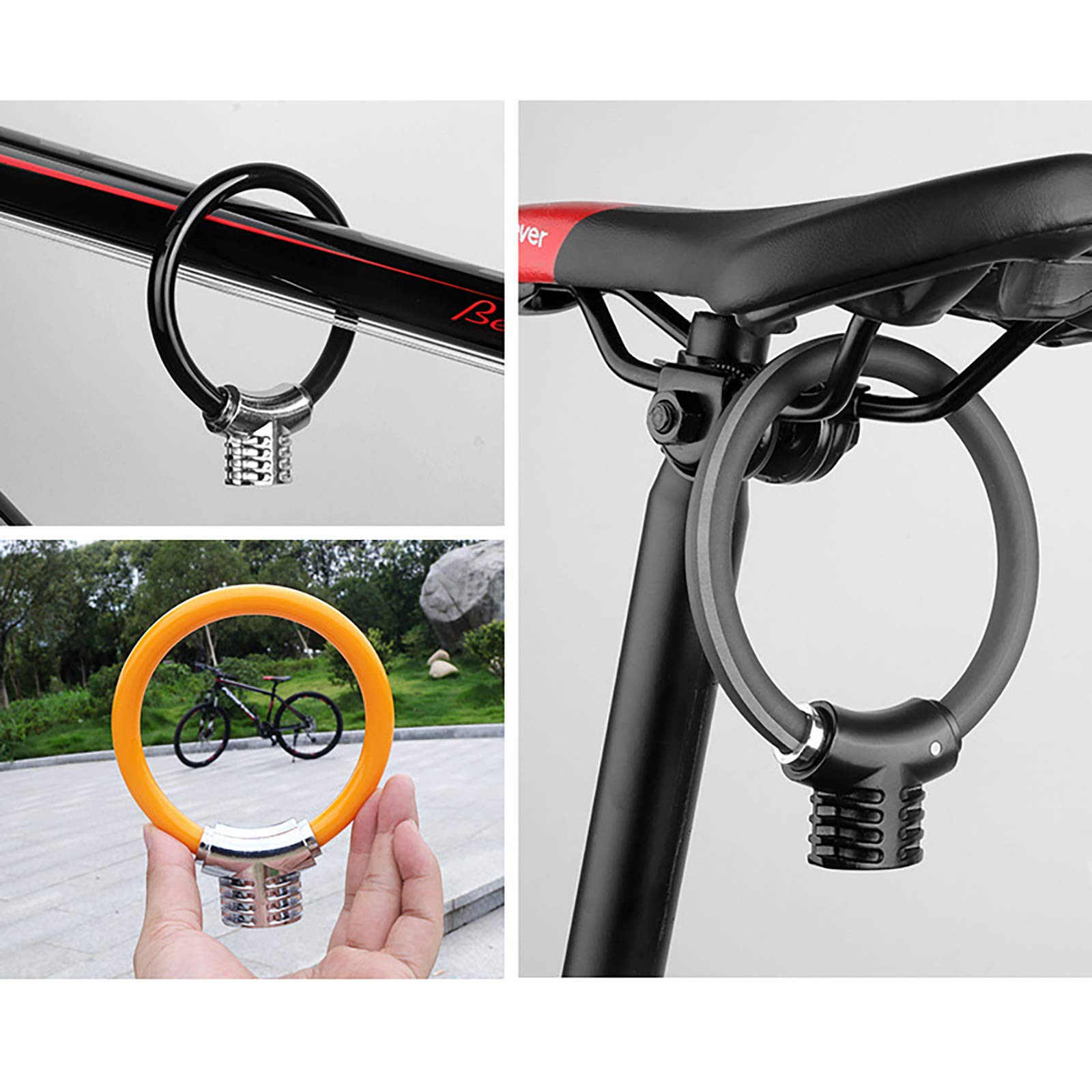 1Pc Bicycle Bold Steel Rope Portable Mini Ring Lock Mountain Bike Road Lock Portable Convenient Lock