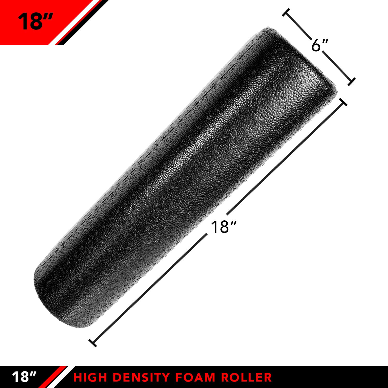 JFIT High Density Foam Roller, Black, 18-Inch