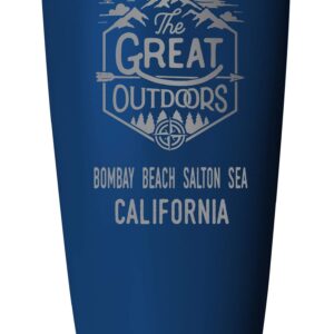 R and R Imports Bombay Beach Salton Sea California Etched 16 oz Stainless Steel Insulated Tumbler Outdoor Adventure Design Navy.