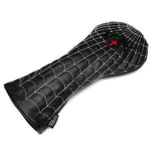 Spider Embroidery Black Golf Head Covers Driver/Fairway Wood/Hybrid/Iron Head Covers (Driver+Fairway+Hybrid Cover)