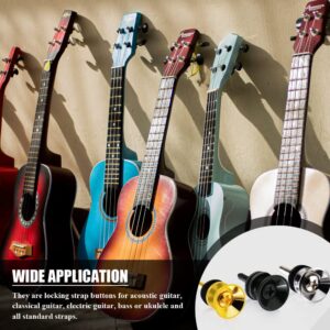 Guitar Strap Locks Buttons Metal End Pins with Mounting Screws for Acoustic Classical Electric Guitar Bass Ukulele