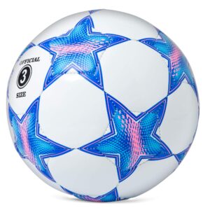 Runleaps Soccer Ball Size 3 for Kids, Ball Toys with Star Pattern Official Size Soccer Balls for Training, Playing, Boys, Girls, Toddlers Age 3-8 (Blue)