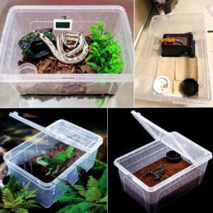 Hamiledyi 2PCS Reptile Feeding Box Snake Breeding Box Transparent Animal Habitat Cage Portable Plastic Turtle Transport Container for Bearded Dragon Lizard Spider Frog Scorpion Gecko 12.6 x 8.6 x 5.9