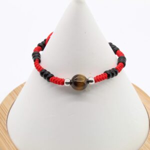 Tiger Eye Tiger Eye Protection Good Luck and Prosperity Red/Black Bracelet Pulsera Color Roja Y Negro De Ojo De Tigre Prosperidad Proteccion Buena Suerte