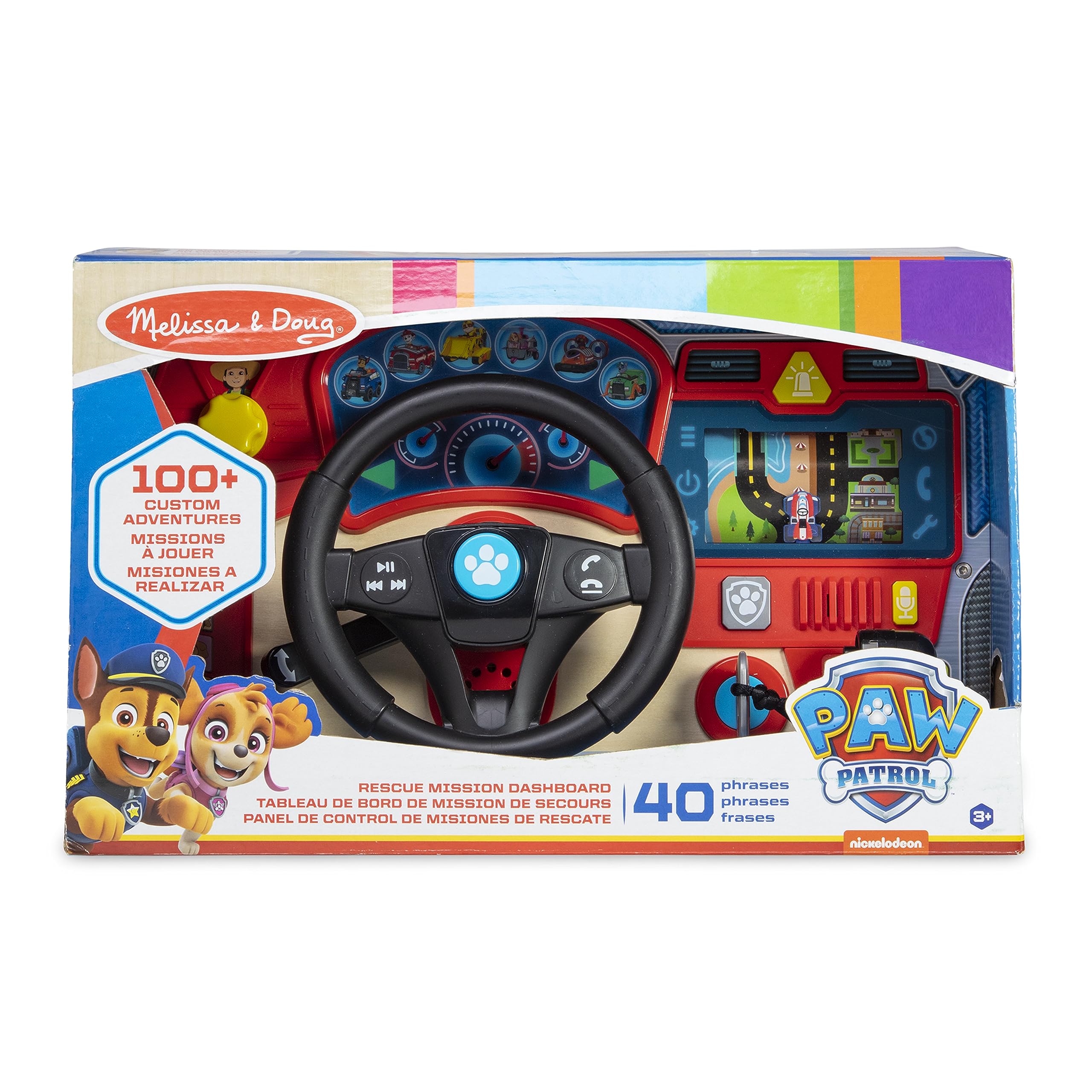 Melissa & Doug PAW Patrol Rescue Mission Wooden Dashboard - Activity Board, Toddler Sensory Toys, Pretend Play Driving Toy For Kids Ages 3+