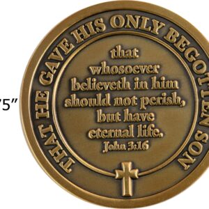 Jesus Coin, Bulk Pack of 10, Head of Christ by Warner Sallman Challenge Coin, Easter Handout, KJV Bible Verse Prayer Token, Antique Gold Plated Catholic and Christian Religious Jesus Picture Coin