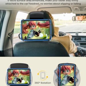 WONNIE Tablet Holder for Car, Upgraded iPad Holder for Car Back Seat Headrest Mount Holder for Kids with Anti-Slip Strap,Silicone Holding Net/Fits All 7-12.9'' Tablets