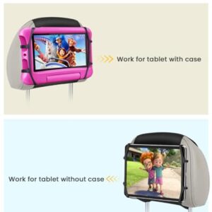 WONNIE Tablet Holder for Car, Upgraded iPad Holder for Car Back Seat Headrest Mount Holder for Kids with Anti-Slip Strap,Silicone Holding Net/Fits All 7-12.9'' Tablets