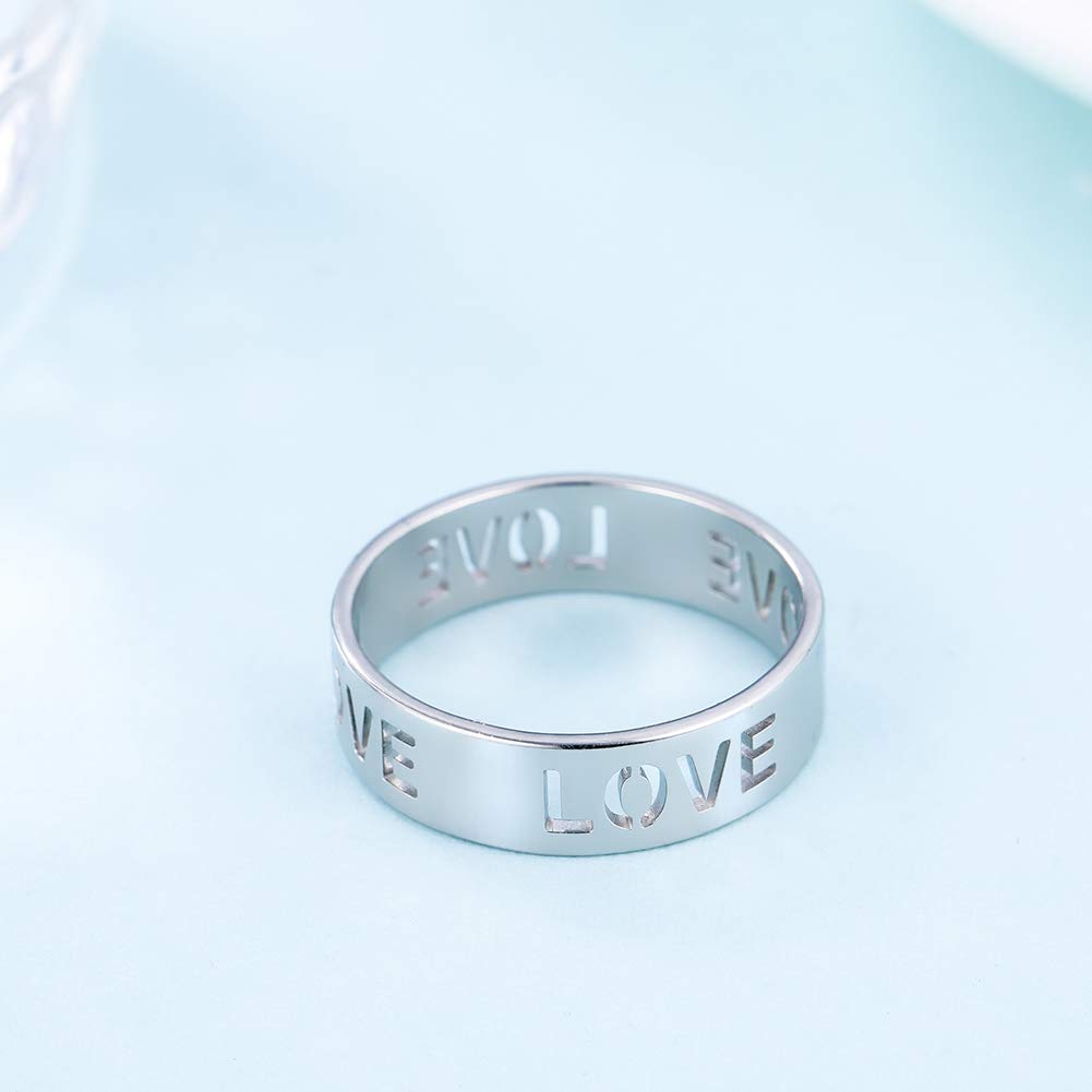 LONAGO Personalized Name Ring Custom Name Plate Stacking Ring Engrave Any Names Initial Ring for Women (Gold Plated Copper in silver color)