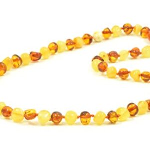 AmberJewelry Baltic Amber Necklace - Adult Amber Bead Necklace - Milky and Cognac Polished Amber Beads - Multiple Lengths (17.7) A1-1B 0