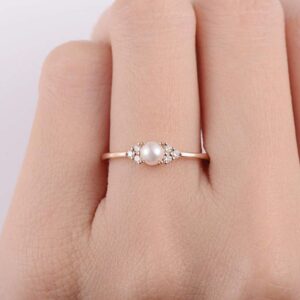 WDIYIEETN Elegant Pearl Rings Rose Gold CZ Crystal Fashion Engagement Wedding Ring (7)