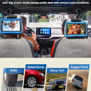 WONNIE Tablet Holder for Car, Upgraded iPad Holder for Car Back Seat Headrest Mount Holder for Kids with Anti-Slip Strap,Silicone Holding Net/Fits All 7-12.9'' Tablets